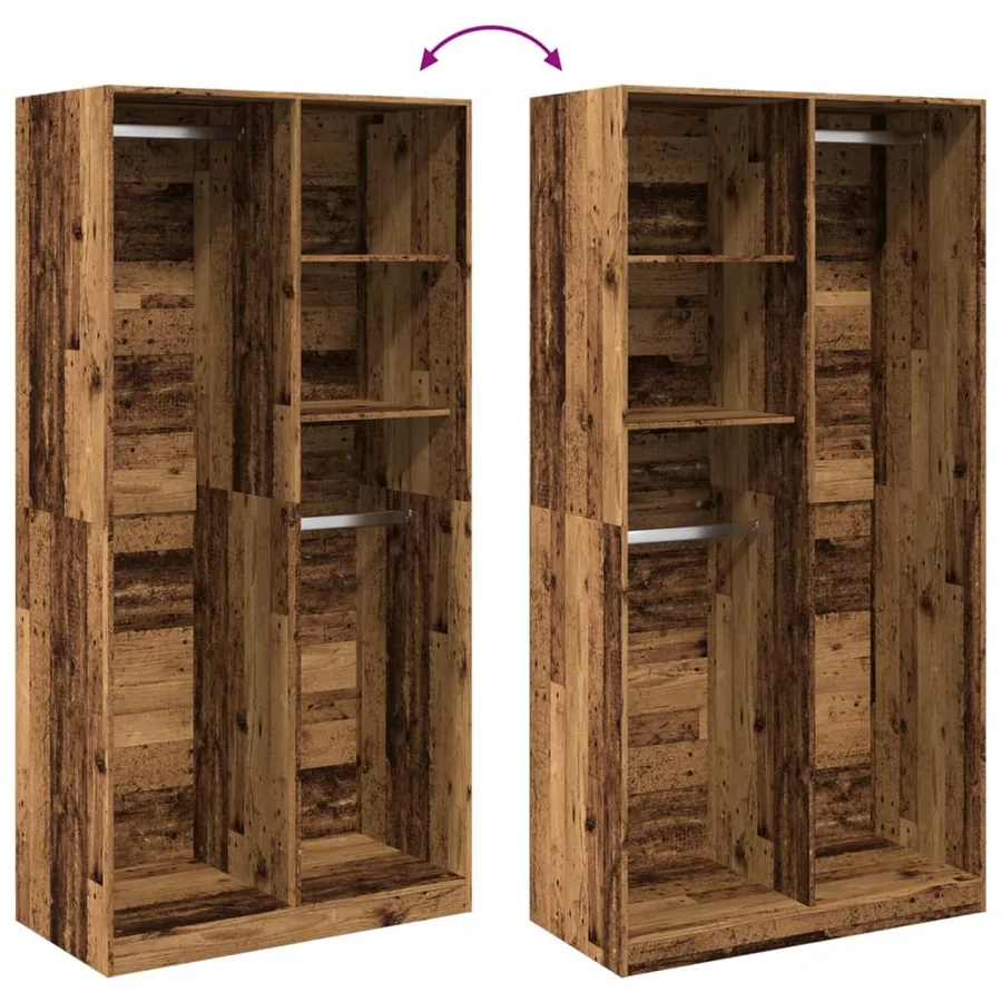 Garde-robe vieux bois 100x50x200 cm bois d'ingénierie - 7