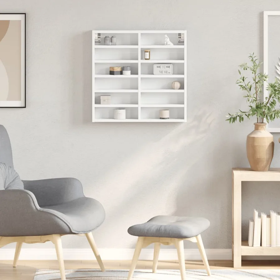 Armoire à vitrine blanc 60x8,5x58 cm bois d'ingénierie - 3