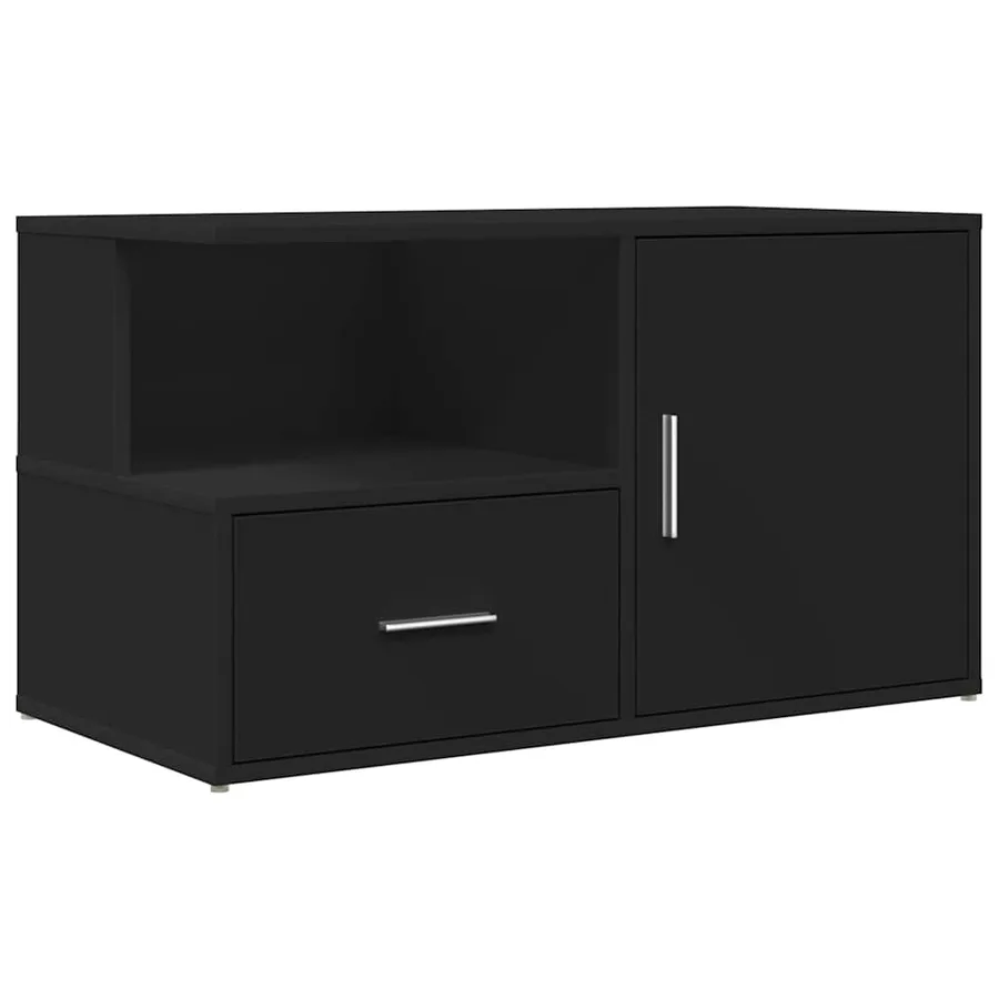 Armoire d'angle noir 200x40x45 cm bois d’ingénierie - 8