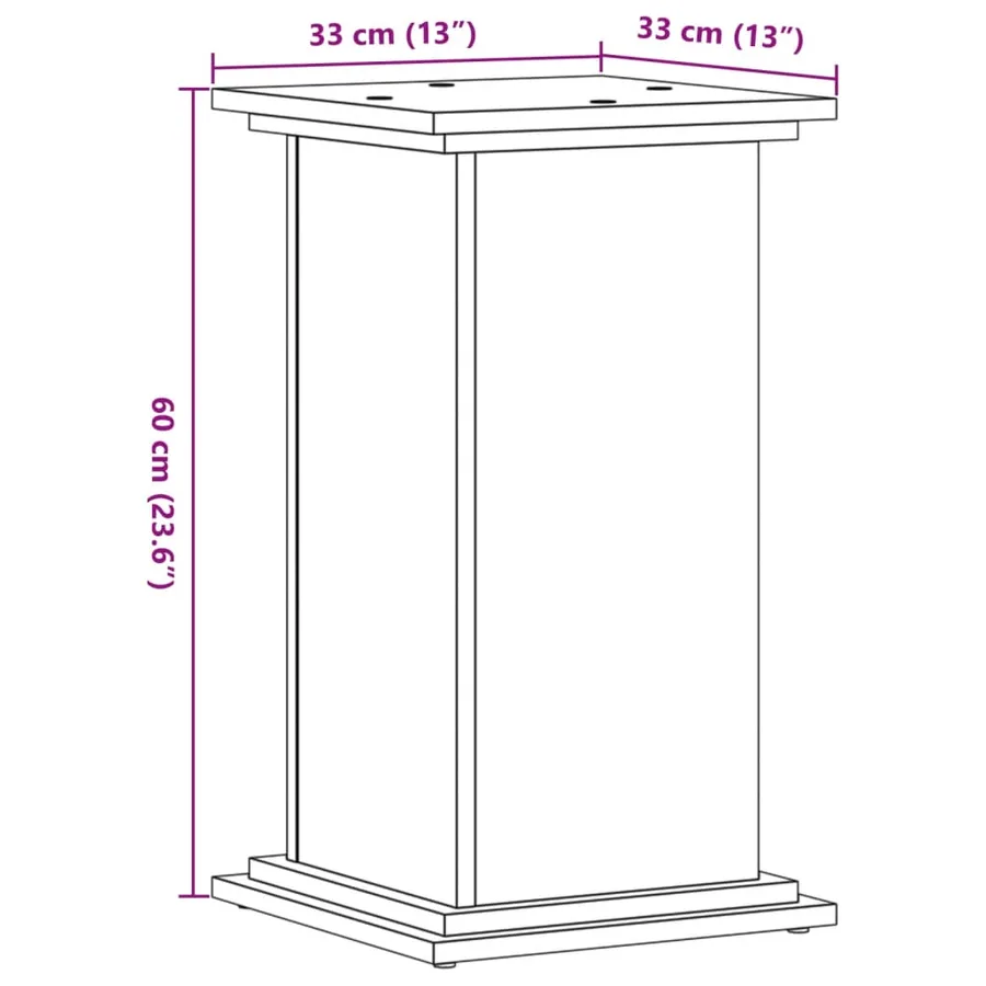 Support pour plantes blanc 33x33x60 cm bois d'ingénierie - 9