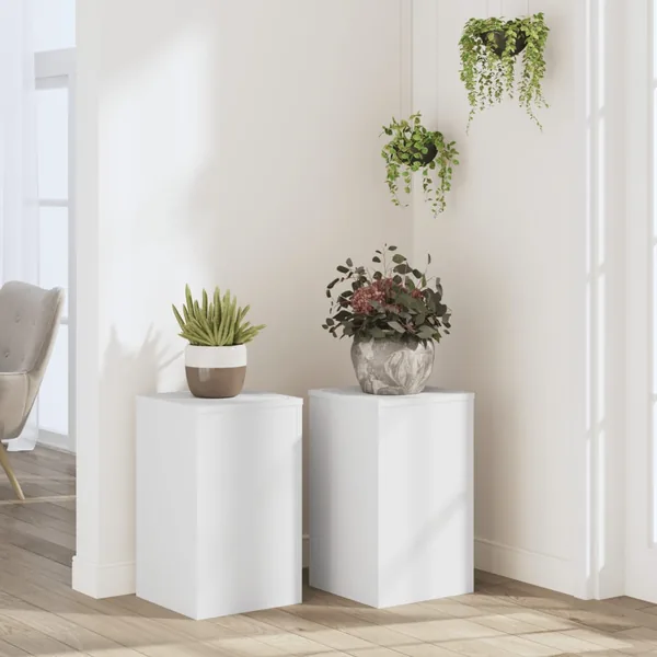 Supports pour plantes 2 pcs blanc 30x30x50 cm bois d'ingénierie