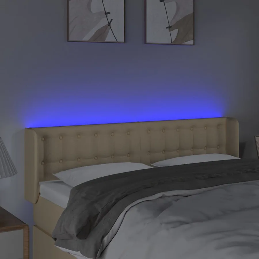 Tête de lit à LED Crème 147x16x78/88 cm Tissu - 4