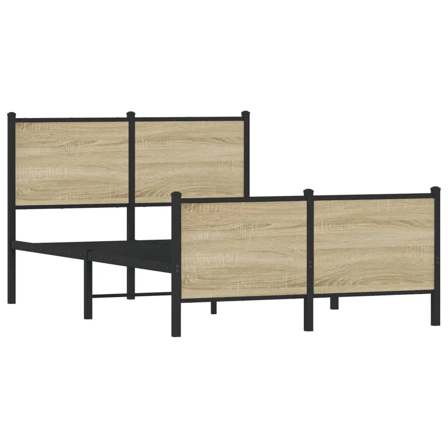 Cadre de lit en métal sans matelas chêne sonoma 120x200 cm - 3