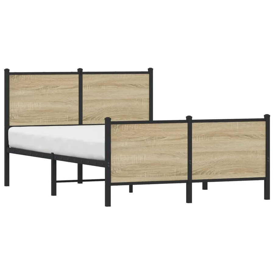 Cadre de lit en métal sans matelas chêne sonoma 120x200 cm - 4