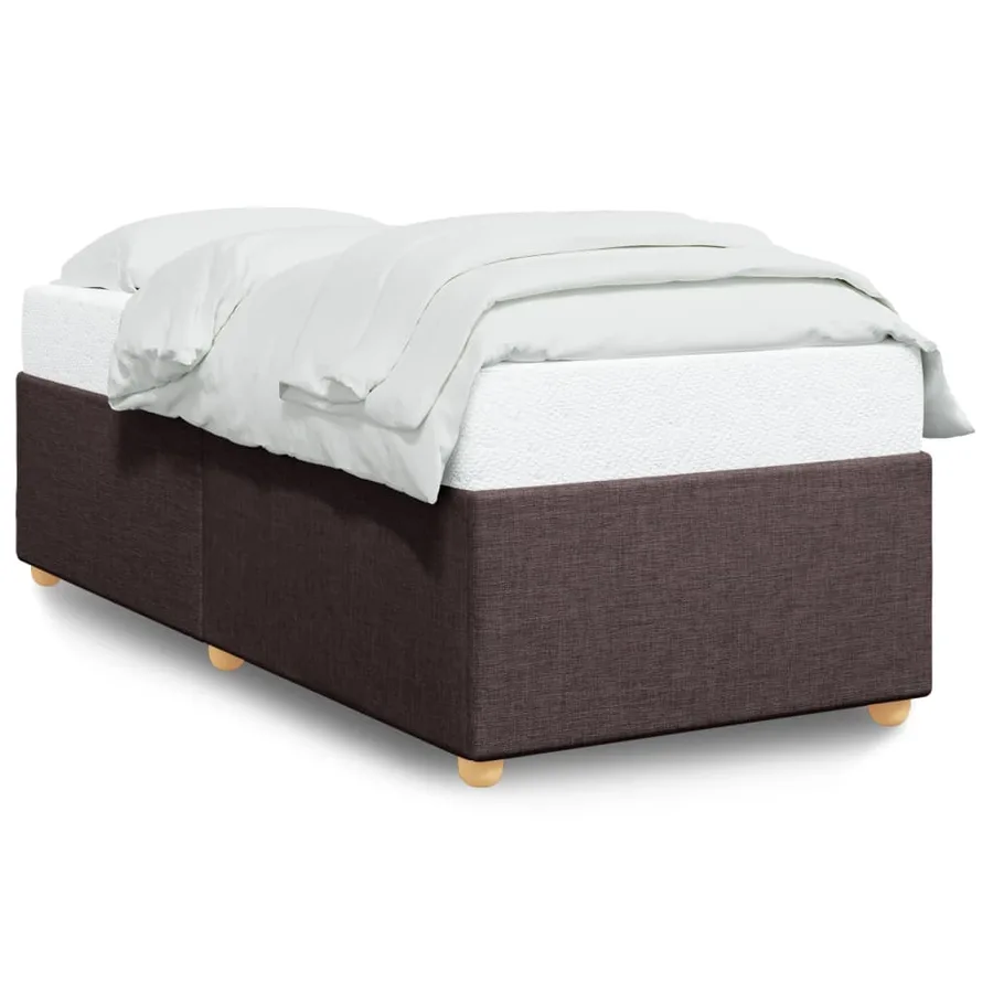 Cadre de lit sans matelas marron foncé 90x190 cm tissu - 2