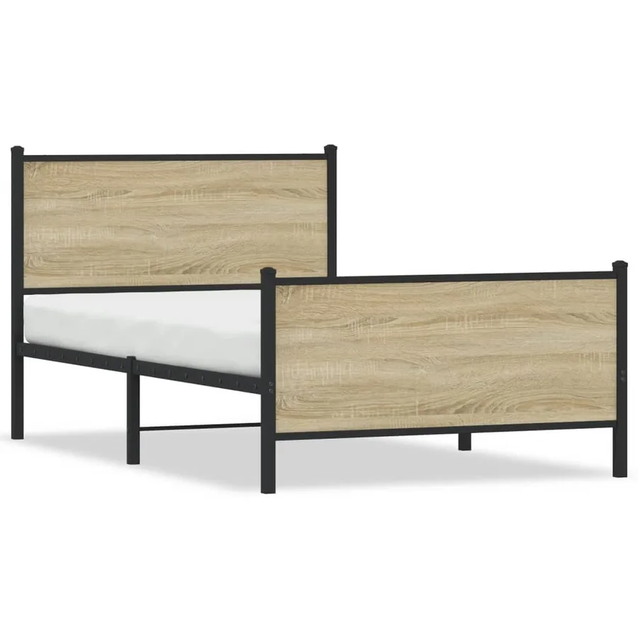 Cadre de lit en métal sans matelas chêne sonoma 107x203 cm - 2