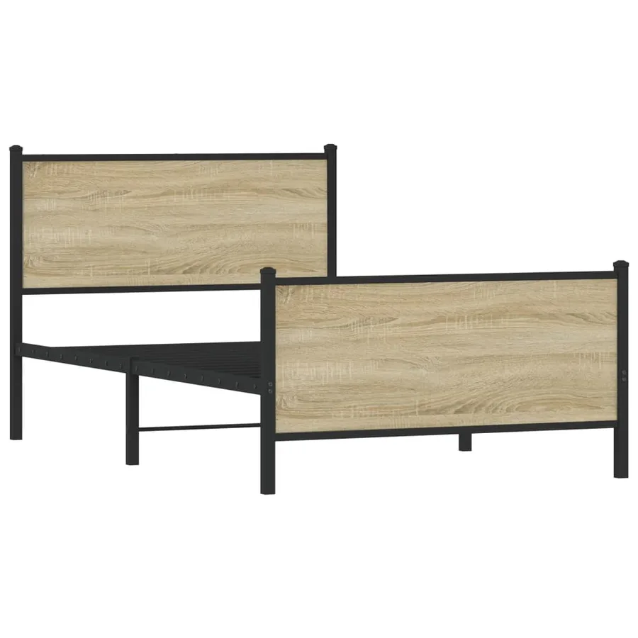 Cadre de lit en métal sans matelas chêne sonoma 107x203 cm - 3