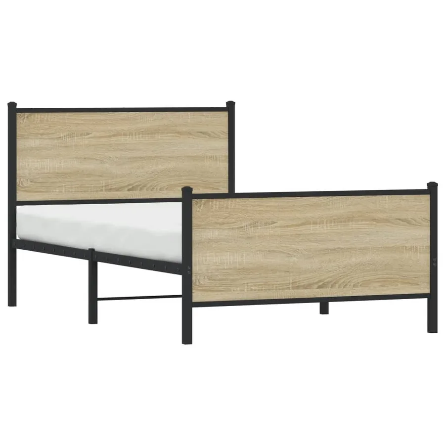 Cadre de lit en métal sans matelas chêne sonoma 107x203 cm - 4