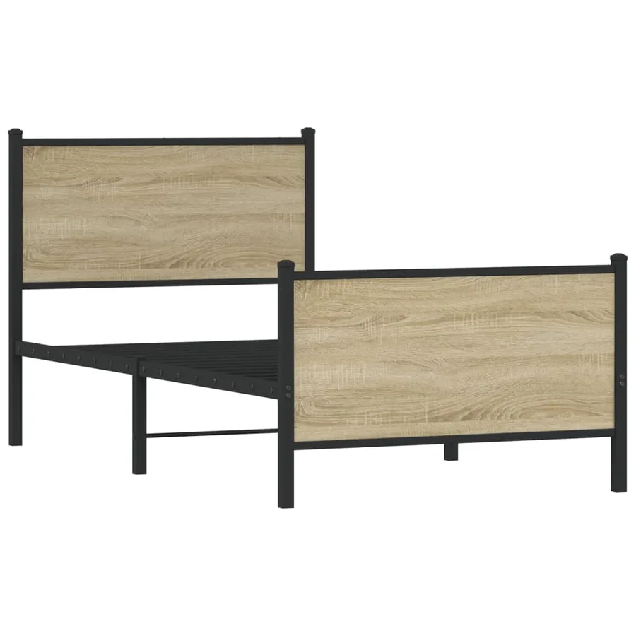 Cadre de lit en métal sans matelas chêne sonoma 90x190 cm - 3