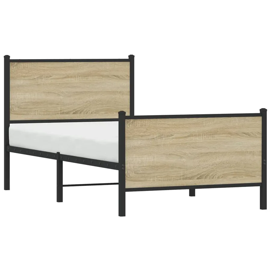 Cadre de lit en métal sans matelas chêne sonoma 90x190 cm - 4