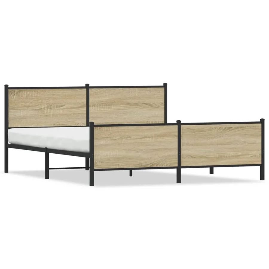 Cadre de lit en métal sans matelas chêne sonoma 180x200 cm - 2