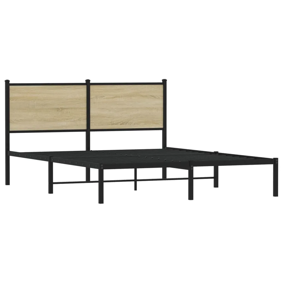 Cadre de lit en métal sans matelas chêne sonoma 150x200 cm - 3