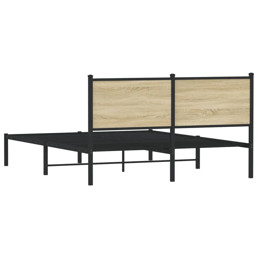 Cadre de lit en métal sans matelas chêne sonoma 150x200 cm - 7