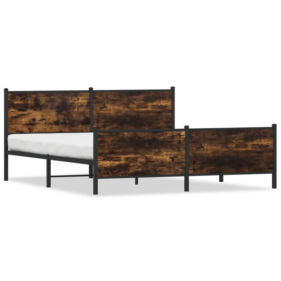 Cadre de lit en métal sans matelas chêne fumé 200x200 cm - 2