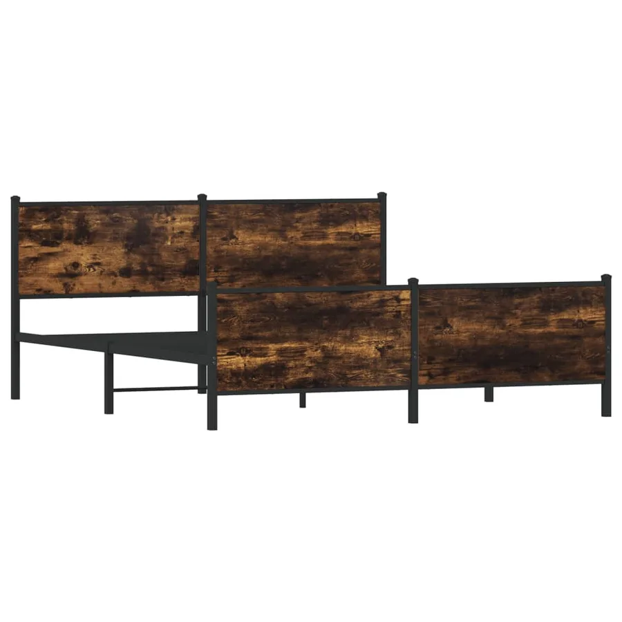 Cadre de lit en métal sans matelas chêne fumé 200x200 cm - 4
