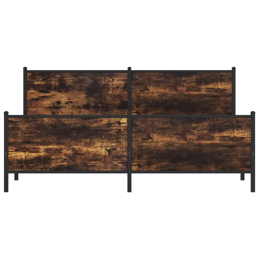 Cadre de lit en métal sans matelas chêne fumé 200x200 cm - 5