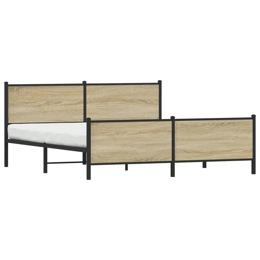 Cadre de lit en métal sans matelas chêne sonoma 193x203 cm - 3