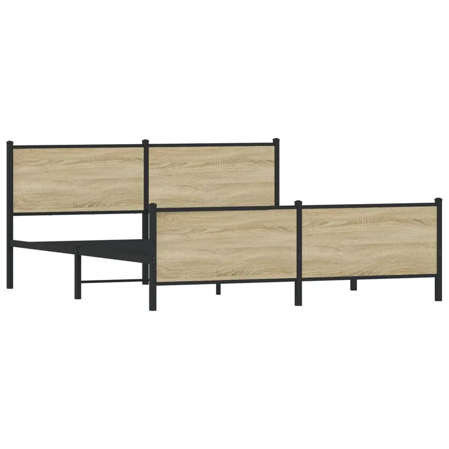 Cadre de lit en métal sans matelas chêne sonoma 193x203 cm - 4