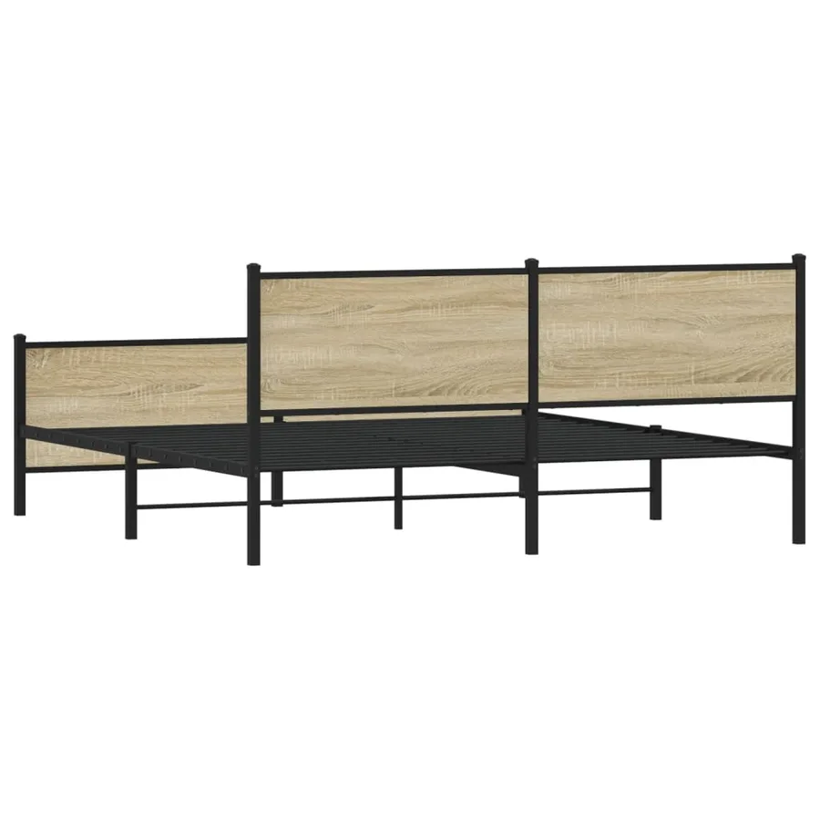 Cadre de lit en métal sans matelas chêne sonoma 193x203 cm - 7