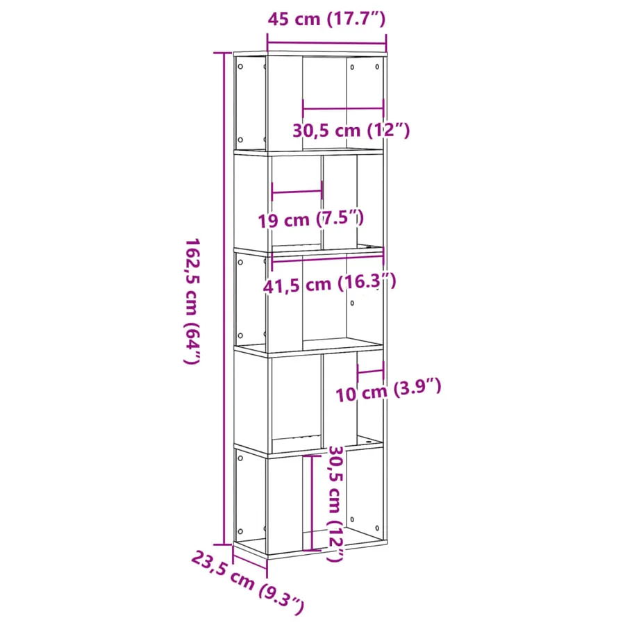 Bibliothèque 5 niveaux blanc 45x23,5x162,5 cm bois d'ingénierie - 8