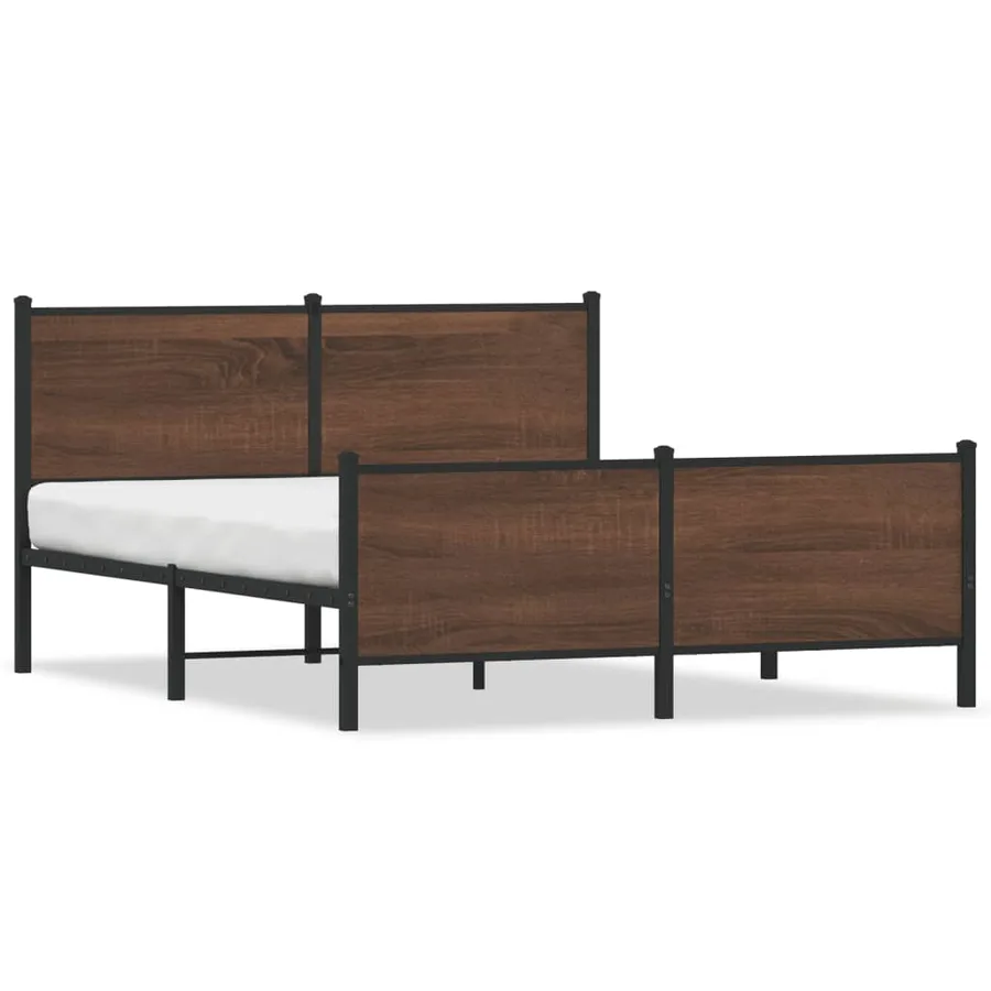 Cadre de lit en métal sans matelas chêne marron 160x200 cm - 2
