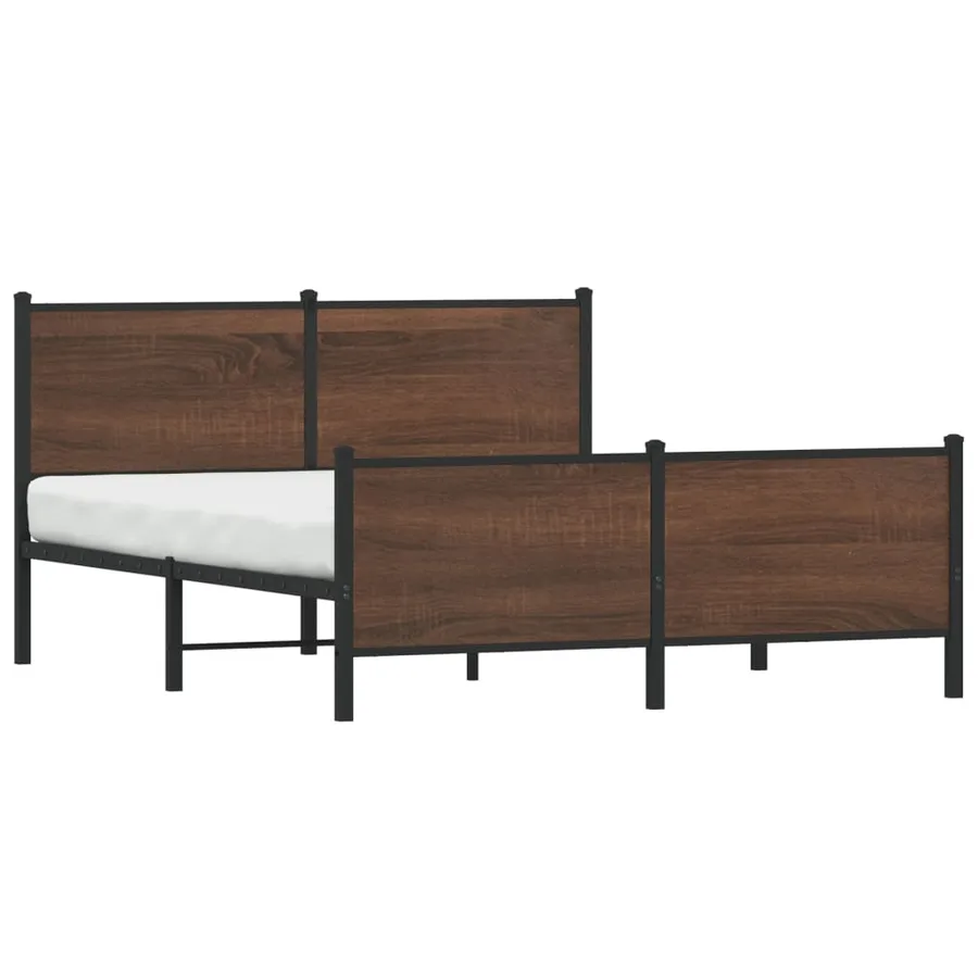 Cadre de lit en métal sans matelas chêne marron 160x200 cm - 3