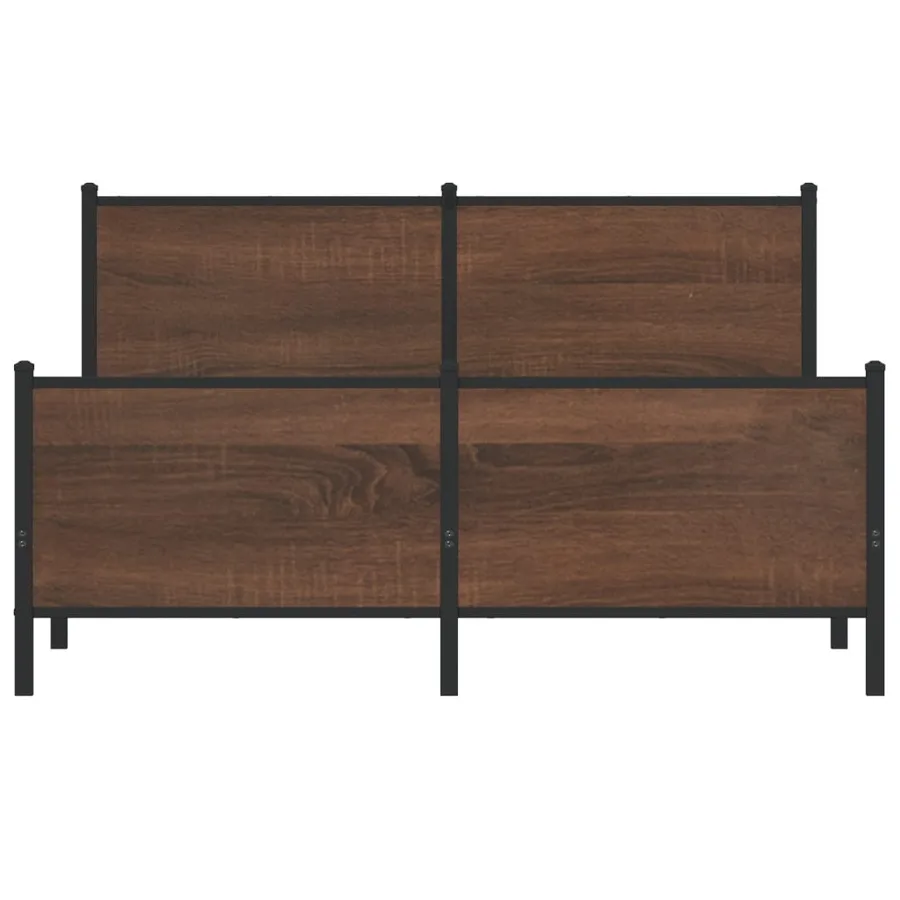 Cadre de lit en métal sans matelas chêne marron 160x200 cm - 5