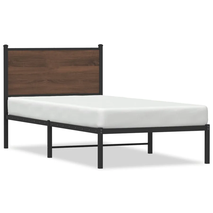 Cadre de lit en métal sans matelas chêne marron 90x200 cm - 2