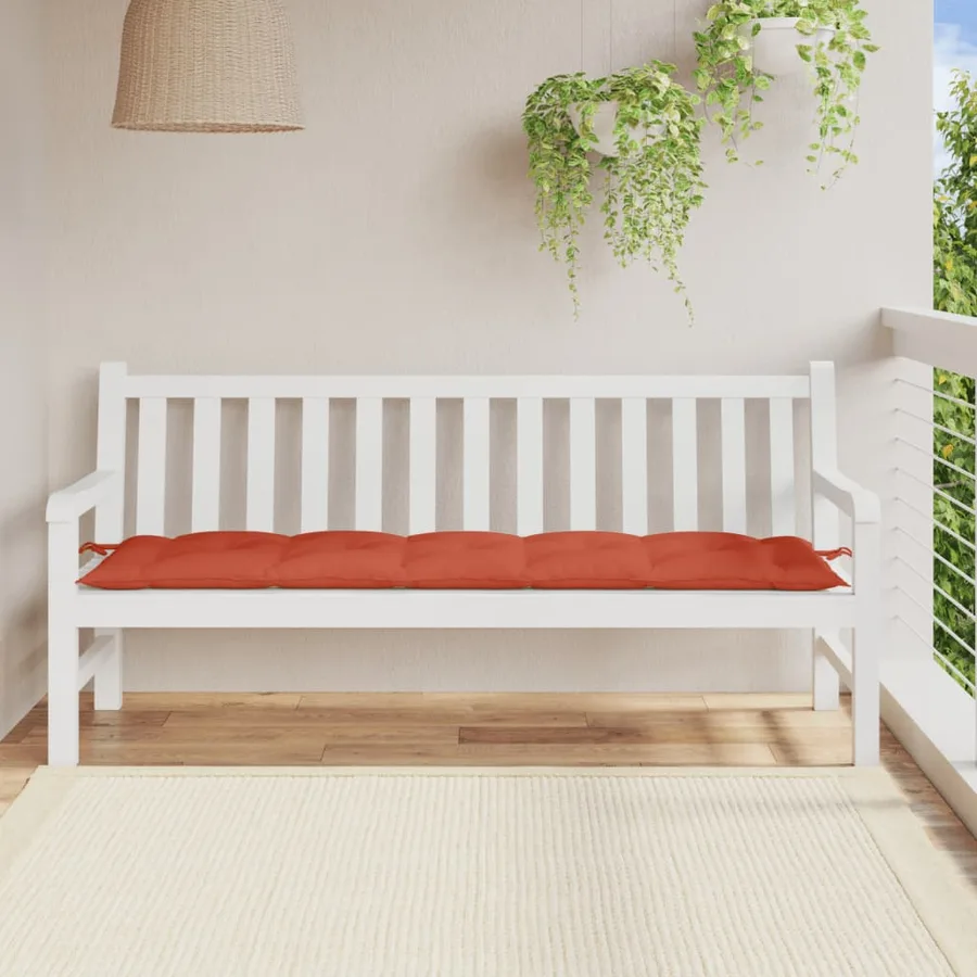 Coussin de banc de jardin rouge mélangé 180x50x7 cm tissu - 3