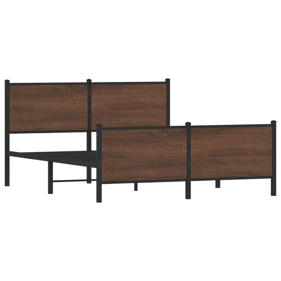 Cadre de lit en métal sans matelas chêne marron 140x200 cm - 4