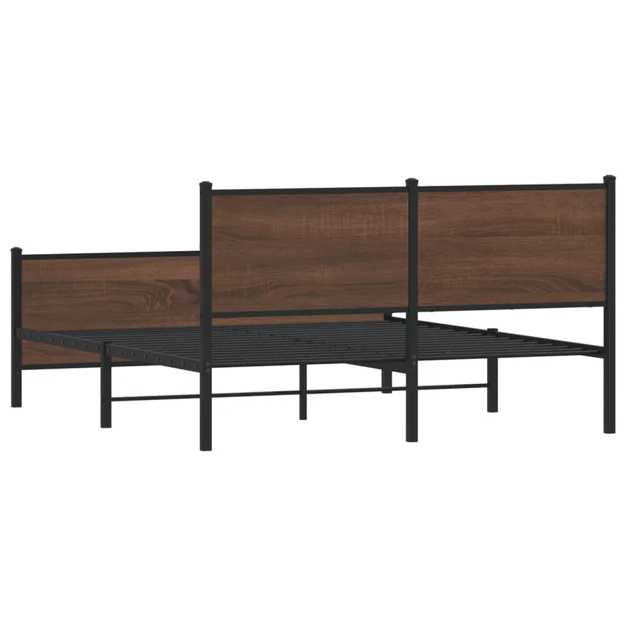 Cadre de lit en métal sans matelas chêne marron 140x200 cm - 7