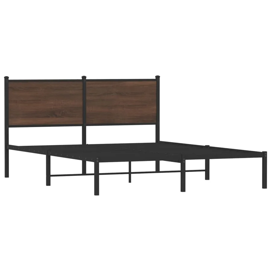 Cadre de lit en métal sans matelas chêne marron 140x200 cm - 3