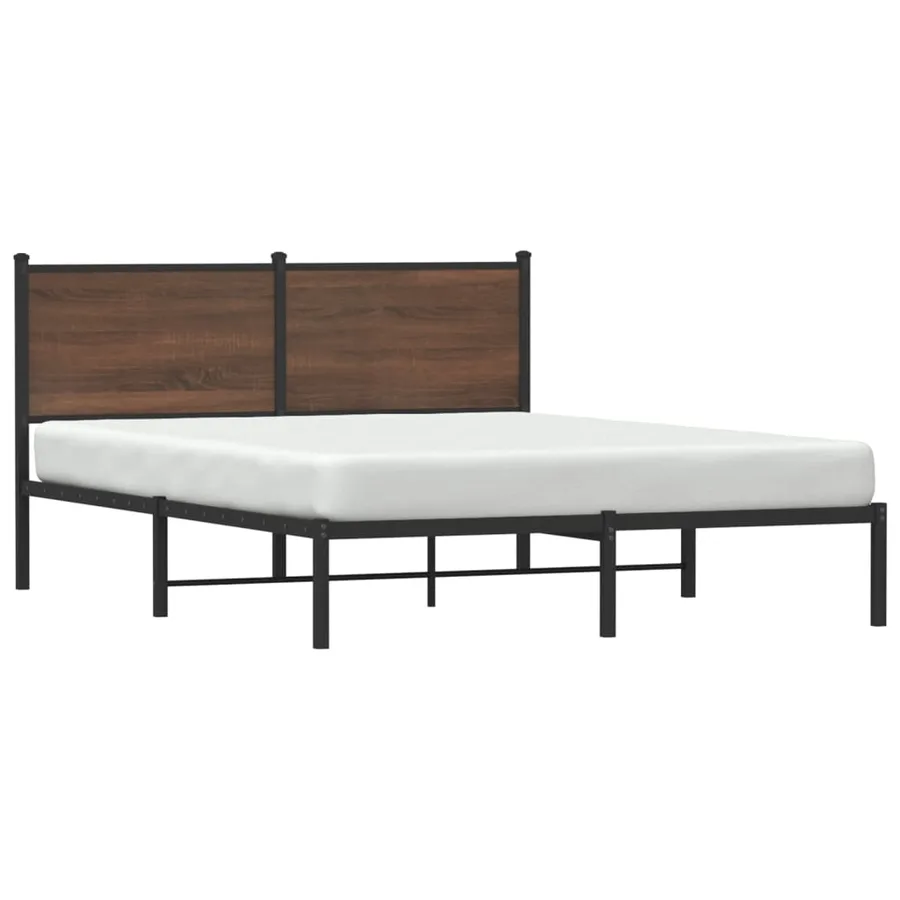 Cadre de lit en métal sans matelas chêne marron 140x200 cm - 4