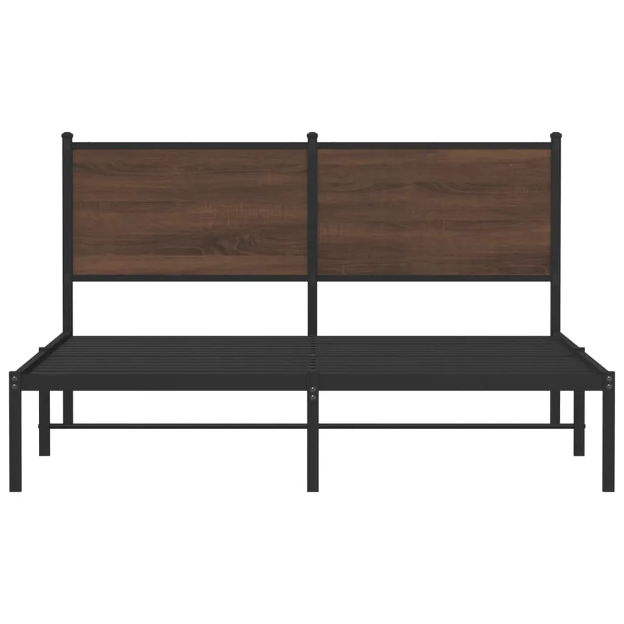 Cadre de lit en métal sans matelas chêne marron 140x200 cm - 5