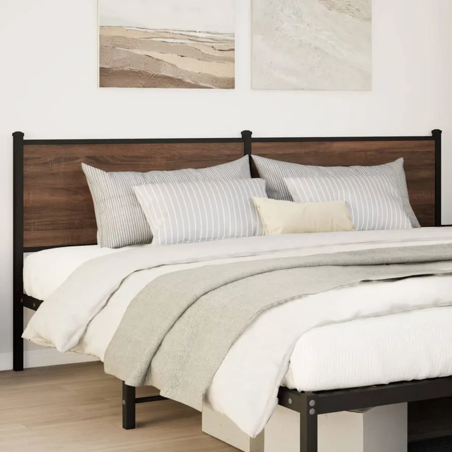 Tête de lit de remplacement chêne marron 200 cm bois d'ingénierie et acier - 2