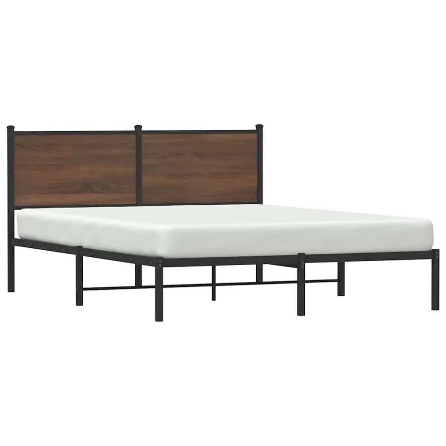Cadre de lit en métal sans matelas chêne marron 137x190 cm - 4