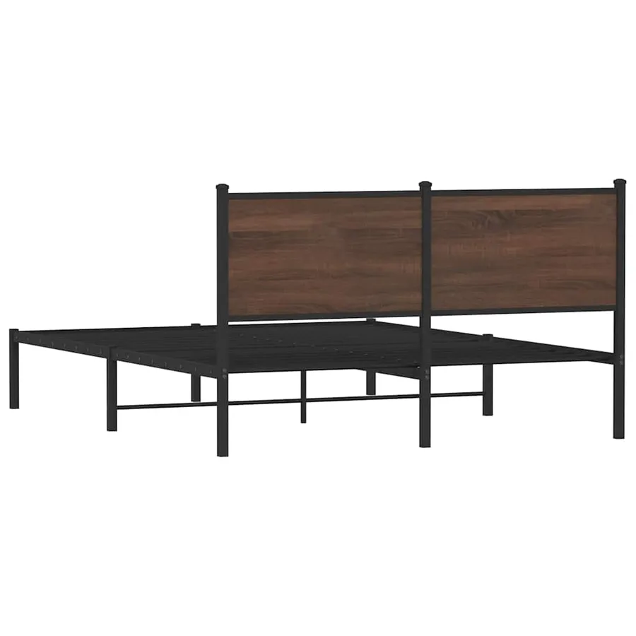 Cadre de lit en métal sans matelas chêne marron 137x190 cm - 7