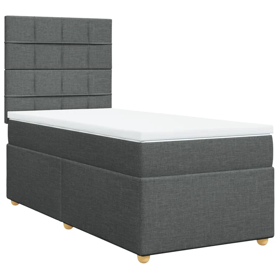 Sommier à lattes de lit avec matelas Gris foncé 100x200cm Tissu - 2