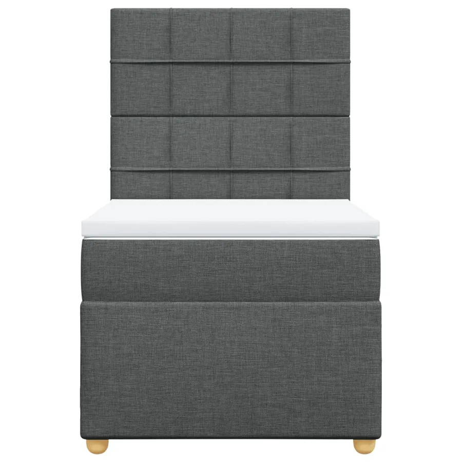 Sommier à lattes de lit avec matelas Gris foncé 100x200cm Tissu - 4