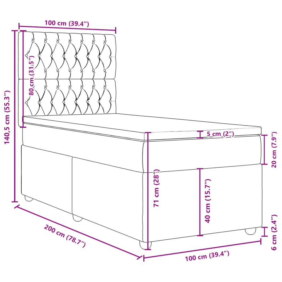 Sommier à lattes de lit avec matelas Marron foncé 100x200 cm - 18