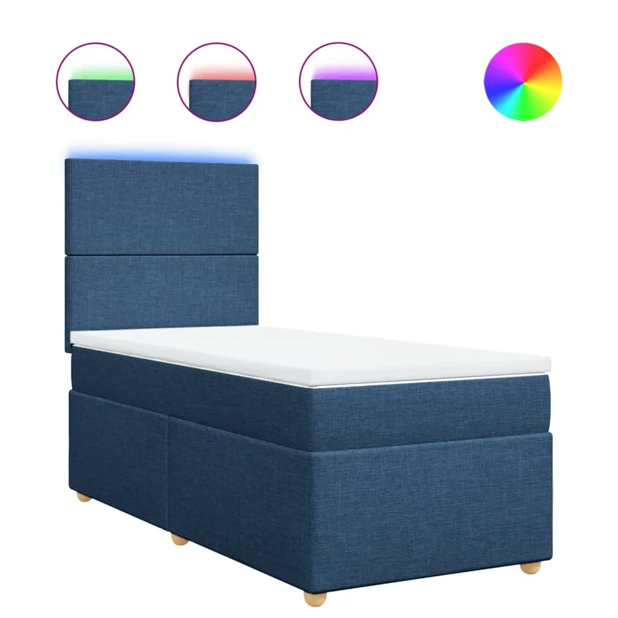 Sommier à lattes de lit avec matelas Bleu 100x200 cm Tissu - 2