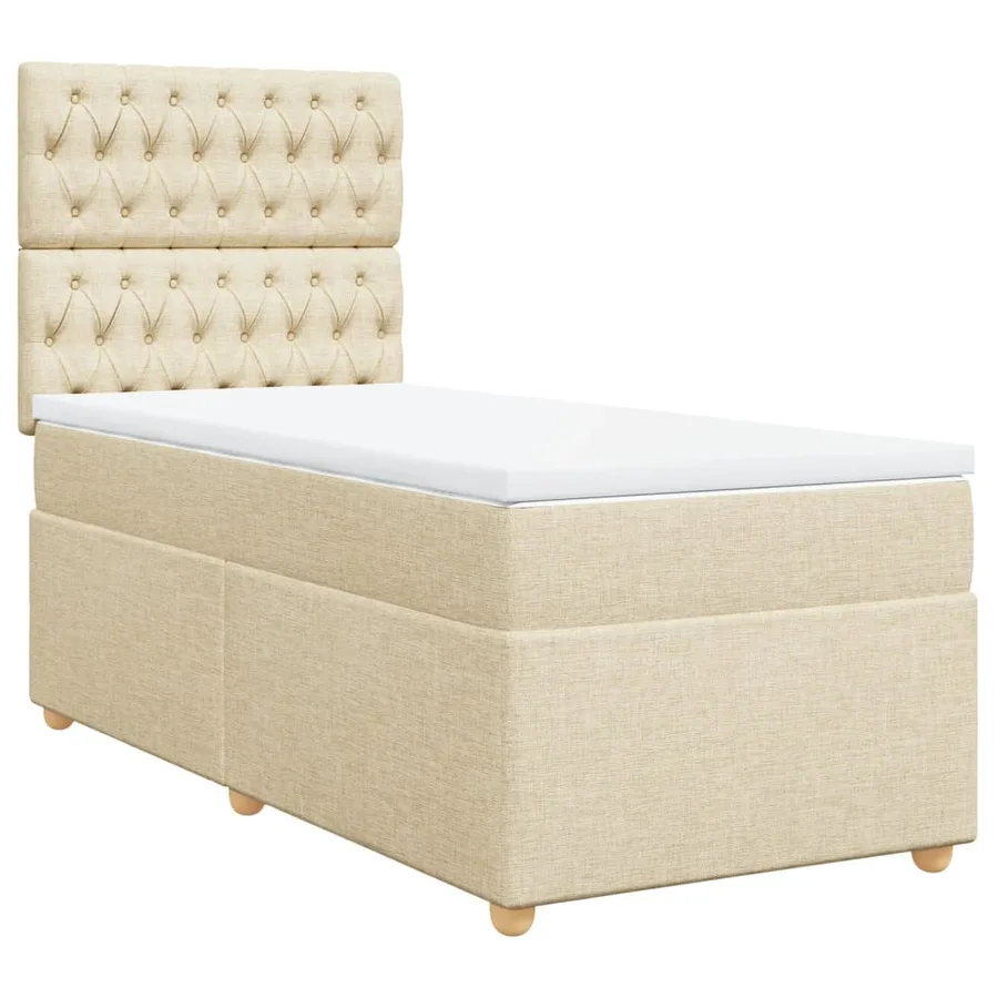 Sommier à lattes de lit avec matelas Crème 100x200 cm Tissu - 3