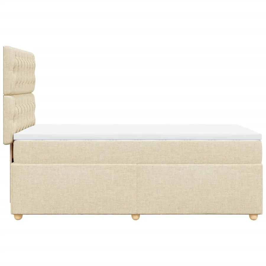 Sommier à lattes de lit avec matelas Crème 100x200 cm Tissu - 7