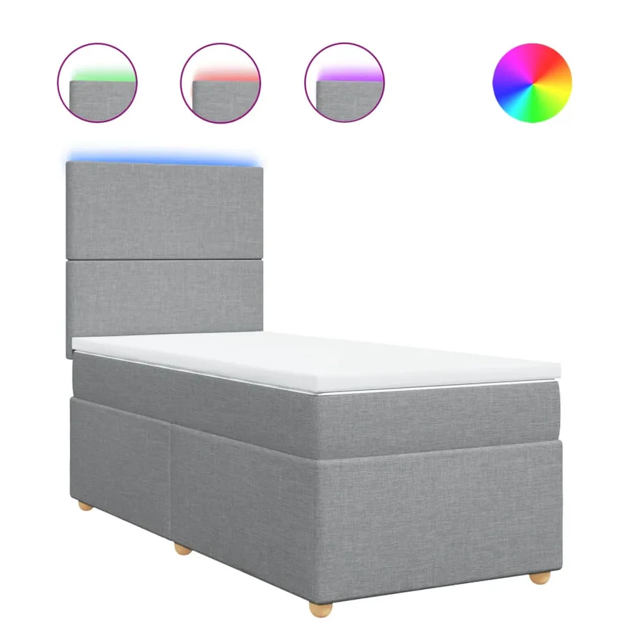 Sommier à lattes de lit avec matelas Gris clair 100x200cm Tissu - 2