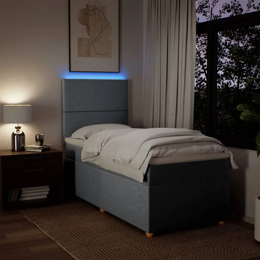 Sommier à lattes de lit avec matelas Gris clair 100x200cm Tissu - 4