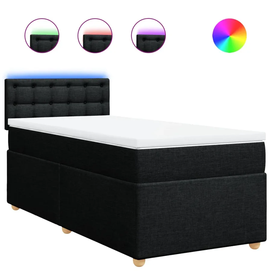 Sommier à lattes de lit avec matelas Noir 100x200 cm Tissu - 2