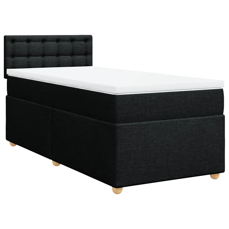 Sommier à lattes de lit avec matelas Noir 100x200 cm Tissu - 3