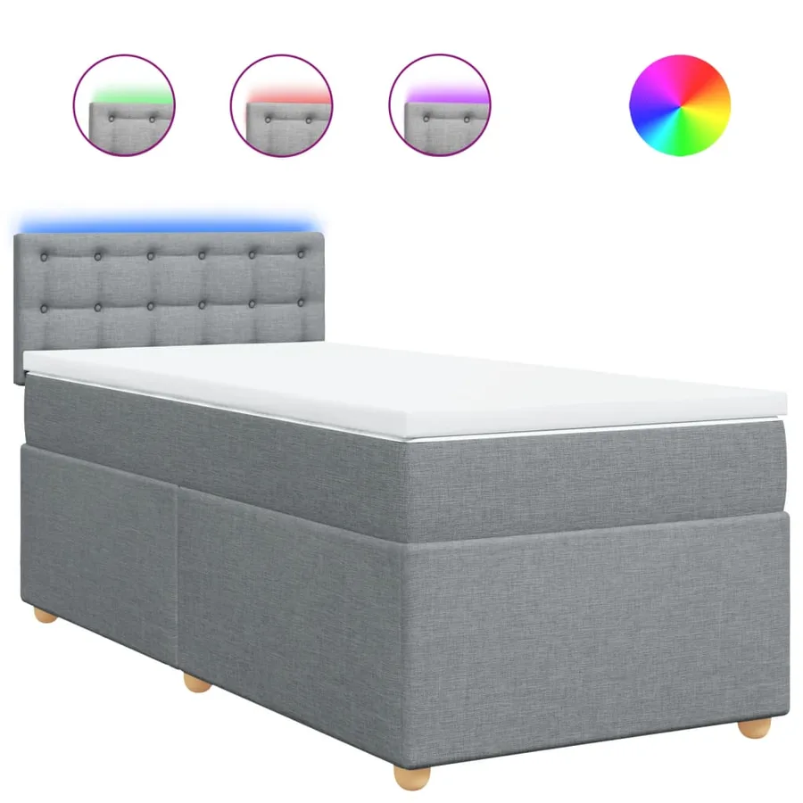 Sommier à lattes de lit avec matelas Gris clair 90x200 cm Tissu - 2
