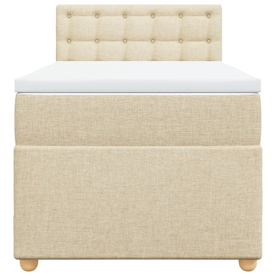 Sommier à lattes de lit avec matelas Crème 100x200 cm Tissu - 4