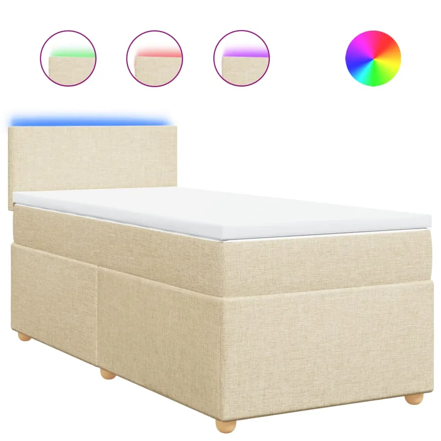 Sommier à lattes de lit avec matelas Crème 100x200 cm Tissu - 2